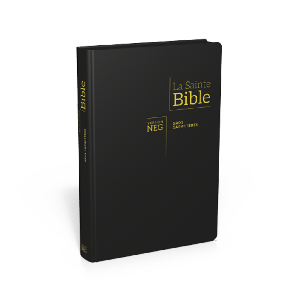 Bible Segond NEG compacte - couverture souple, fibrocuir noir, avec zipper, tranche or et onglets