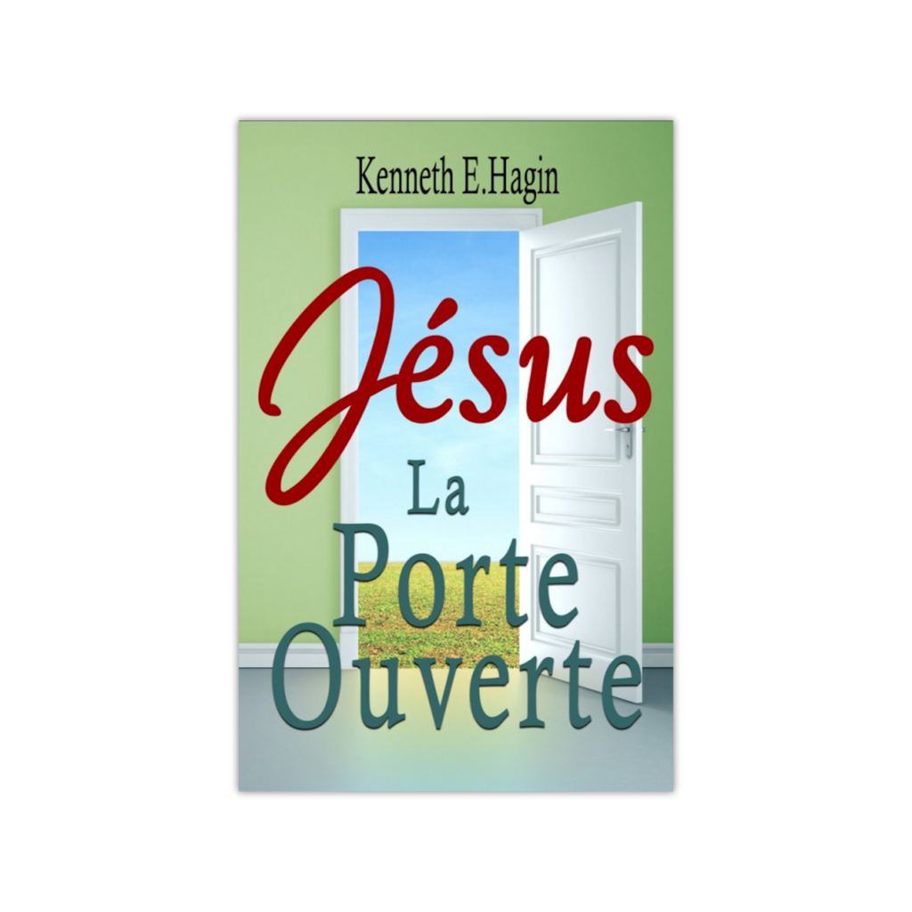 Couverture du livre "Jésus, la porte ouverte" illustrée avec un ciel lumineux et une silhouette devant une porte ouverte.