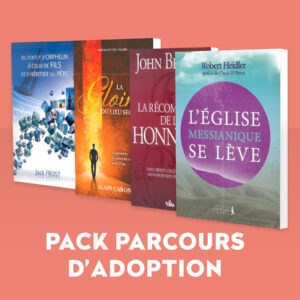 Pack Parcours d’Adoption – lot de 4 livres chrétiens de référence pour le parcours de Matthieu et Aurélie Zopfmann : Du statut d’orphelin à celui de fils (Jack Frost), La gloire du lieu secret (Alain Caron), La récompense de l’honneur (John Bevere), L’église messianique se lève (Robert Heidler).